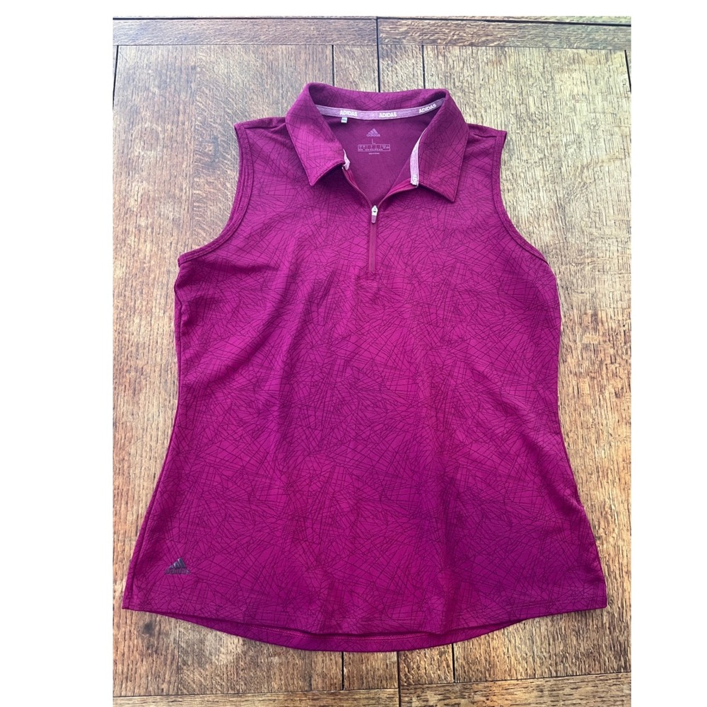 Adidas Women's fuschia polo sleeveless golf shirt L tenniscore golfcore preppy